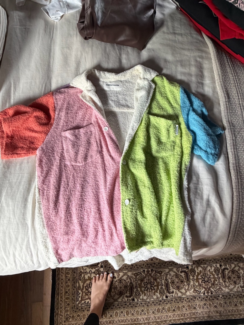 Multi-Color Terry Coverup Shirt - Women